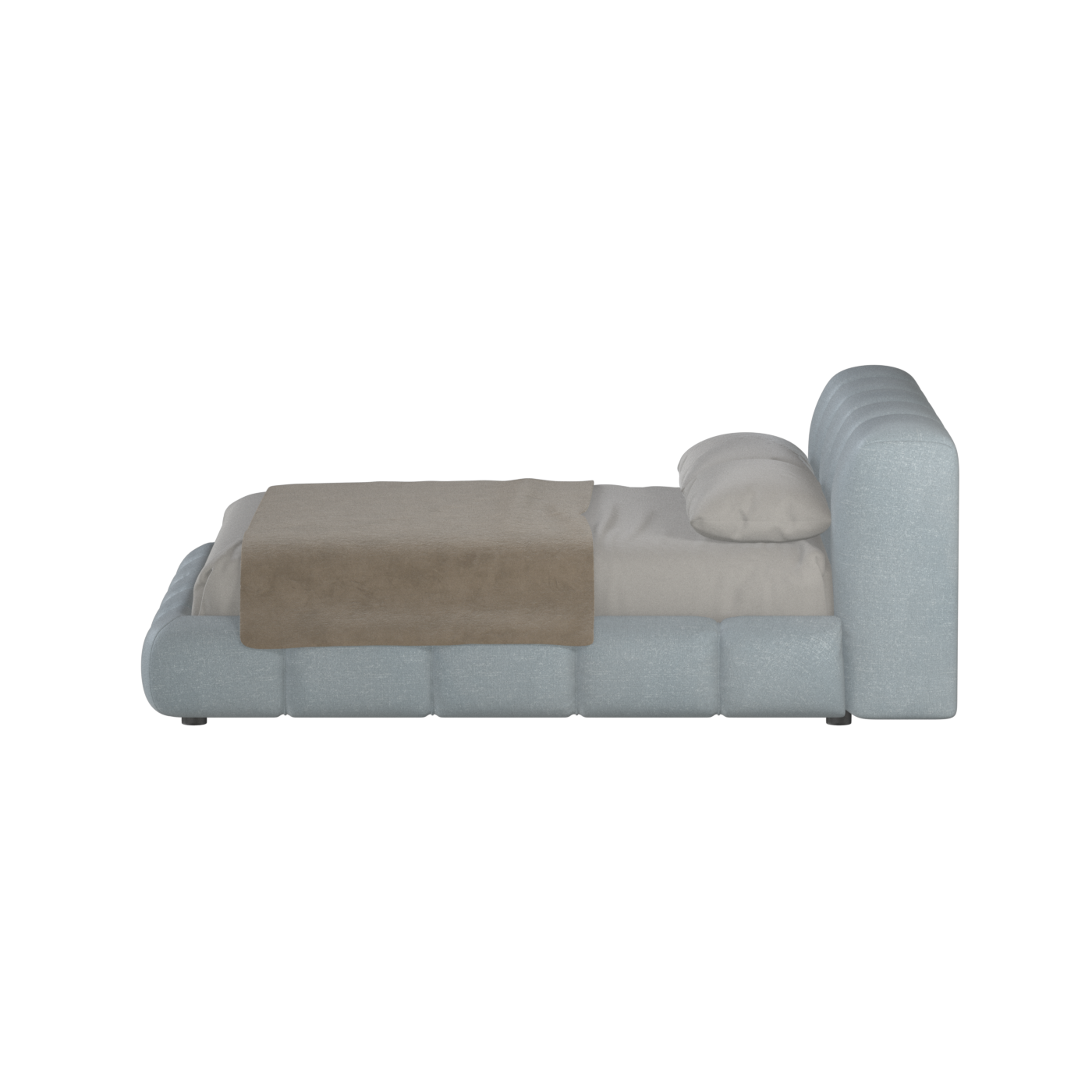 Fluffy Upholstered Bed Frame in Textured Bouclé