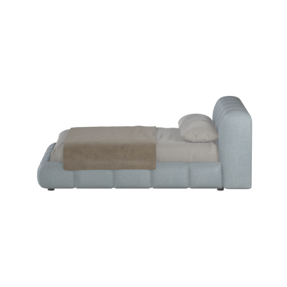 Fluffy Upholstered Bed Frame in Textured Bouclé