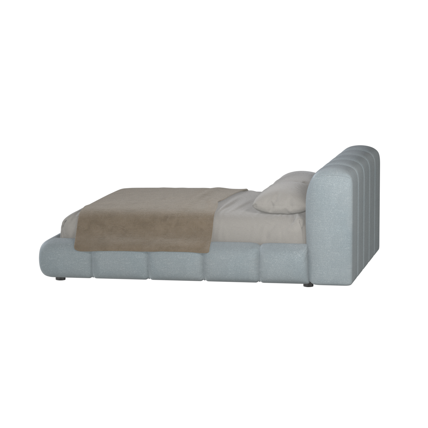 Fluffy Upholstered Bed Frame in Textured Bouclé