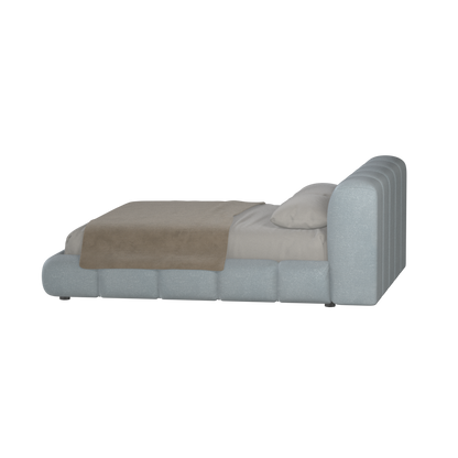 Fluffy Upholstered Bed Frame in Textured Bouclé
