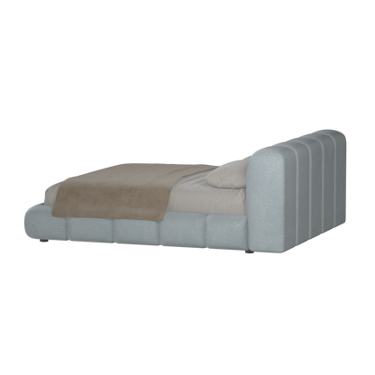 Fluffy Upholstered Bed Frame in Textured Bouclé