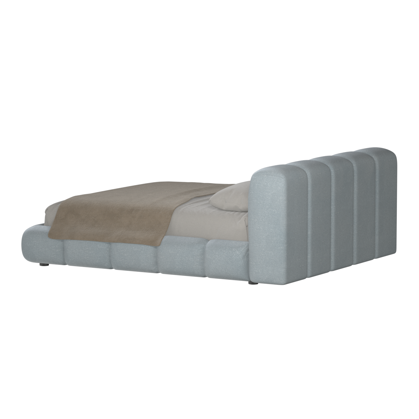 Fluffy Upholstered Bed Frame in Textured Bouclé