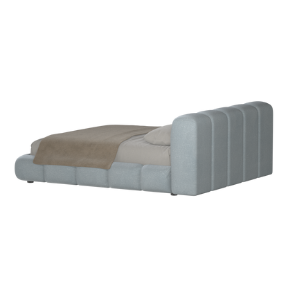 Fluffy Upholstered Bed Frame in Textured Bouclé
