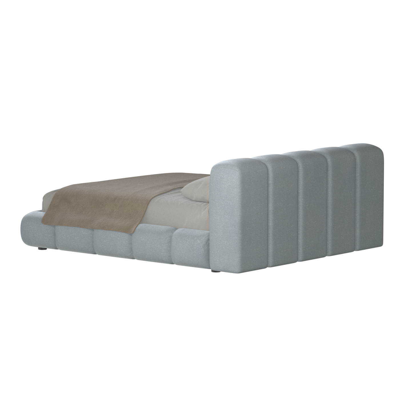 Fluffy Upholstered Bed Frame in Textured Bouclé