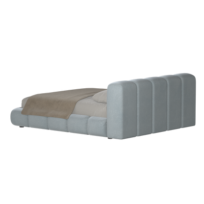 Fluffy Upholstered Bed Frame in Textured Bouclé