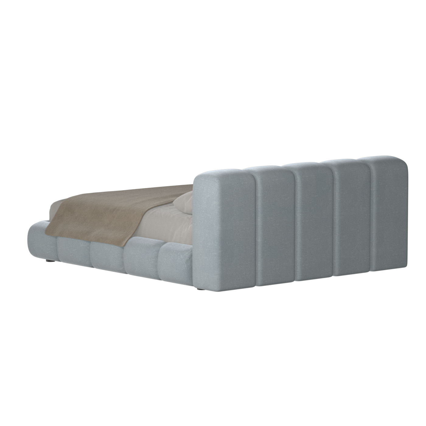 Fluffy Upholstered Bed Frame in Textured Bouclé