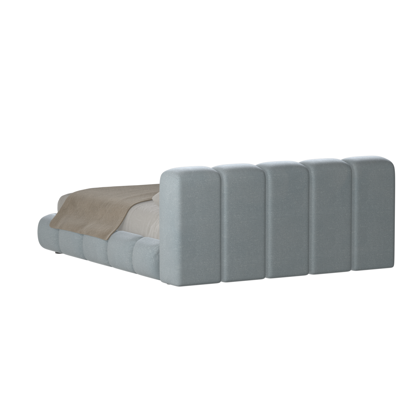 Fluffy Upholstered Bed Frame in Textured Bouclé