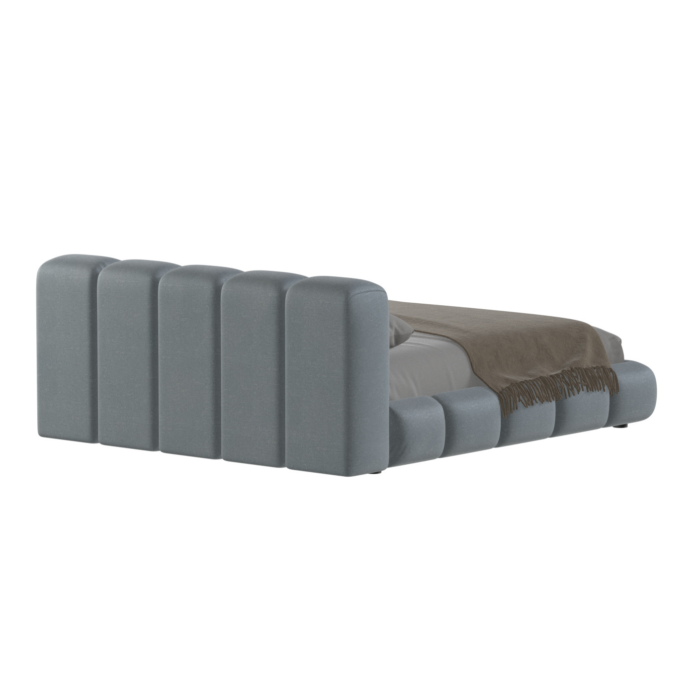Fluffy Upholstered Bed Frame in Textured Bouclé