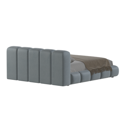 Fluffy Upholstered Bed Frame in Textured Bouclé