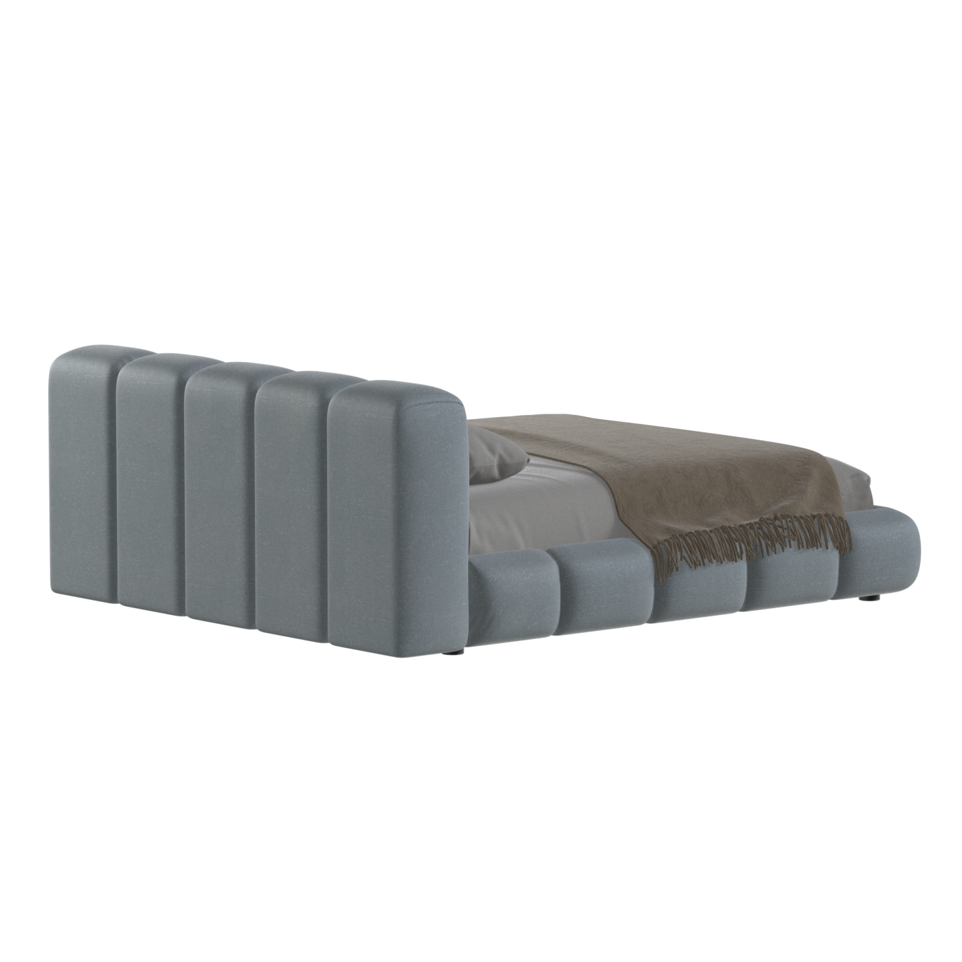 Fluffy Upholstered Bed Frame in Textured Bouclé