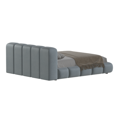 Fluffy Upholstered Bed Frame in Textured Bouclé