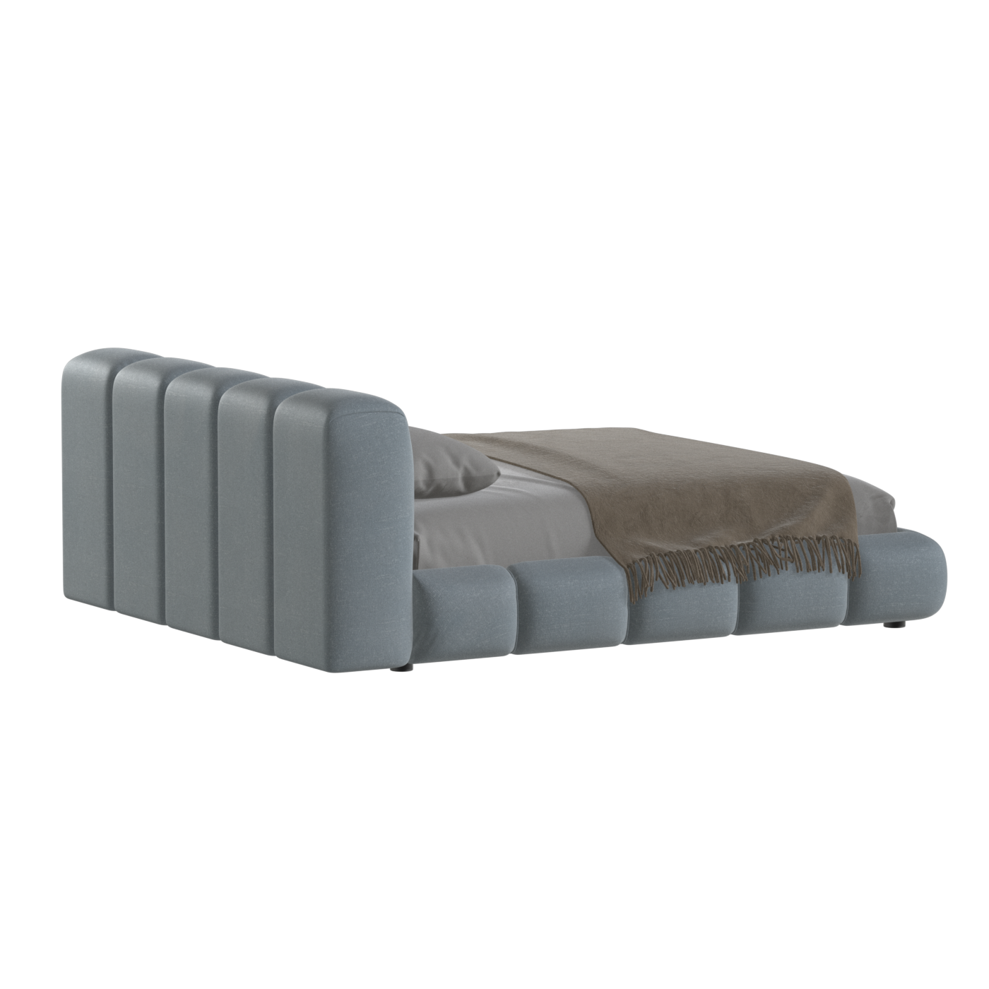 Fluffy Upholstered Bed Frame in Textured Bouclé