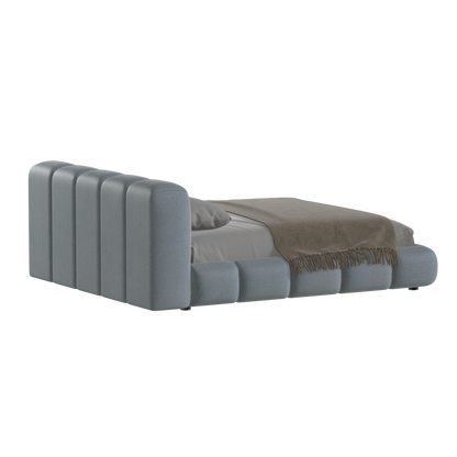 Fluffy Upholstered Bed Frame in Textured Bouclé