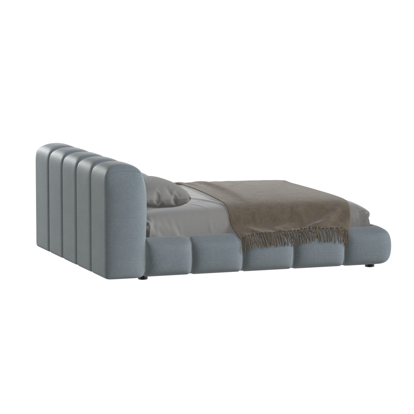 Fluffy Upholstered Bed Frame in Textured Bouclé