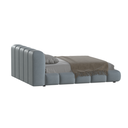 Fluffy Upholstered Bed Frame in Textured Bouclé