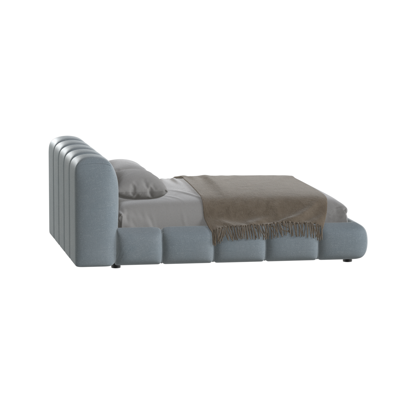 Fluffy Upholstered Bed Frame in Textured Bouclé
