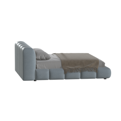 Fluffy Upholstered Bed Frame in Textured Bouclé