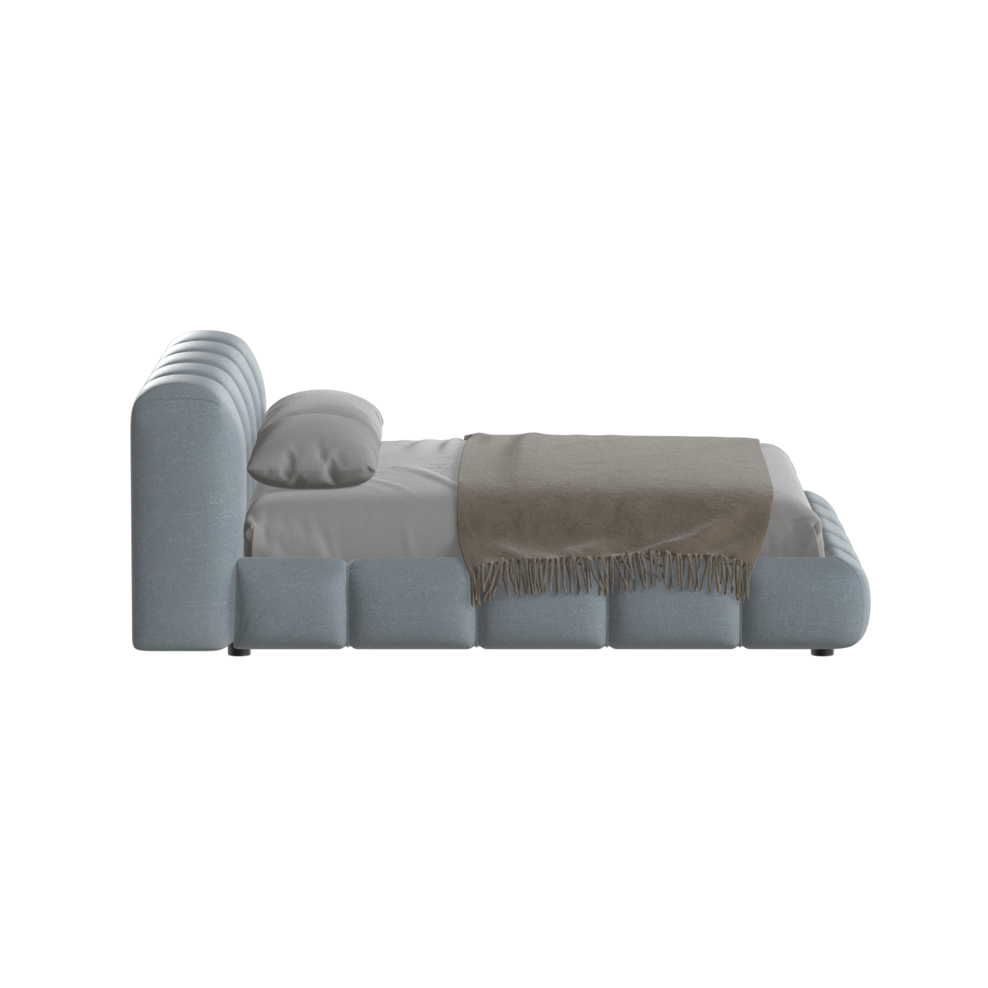 Fluffy Upholstered Bed Frame in Textured Bouclé