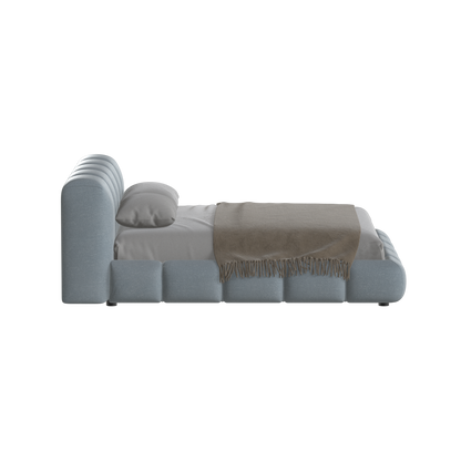 Fluffy Upholstered Bed Frame in Textured Bouclé