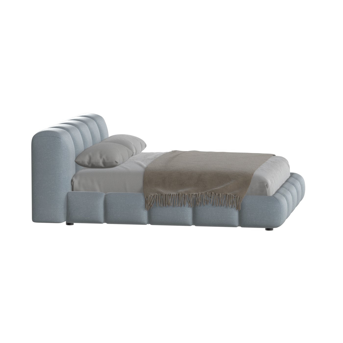 Fluffy Upholstered Bed Frame in Textured Bouclé