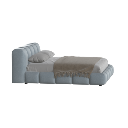 Fluffy Upholstered Bed Frame in Textured Bouclé