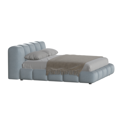 Fluffy Upholstered Bed Frame in Textured Bouclé