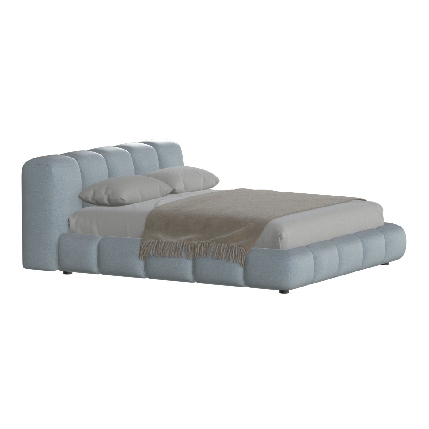 Fluffy Upholstered Bed Frame in Textured Bouclé