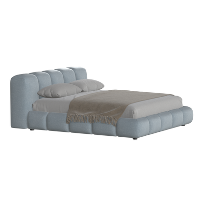 Fluffy Upholstered Bed Frame in Textured Bouclé