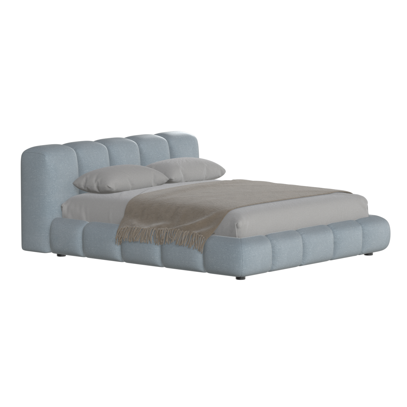 Fluffy Upholstered Bed Frame in Textured Bouclé