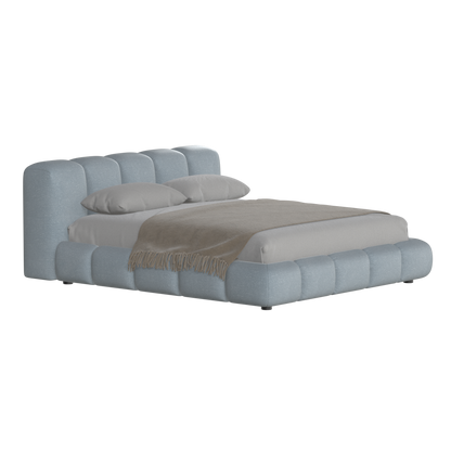 Fluffy Upholstered Bed Frame in Textured Bouclé
