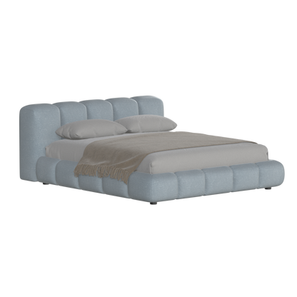 Fluffy Upholstered Bed Frame in Textured Bouclé