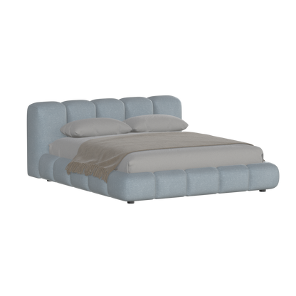 Fluffy Upholstered Bed Frame in Textured Bouclé