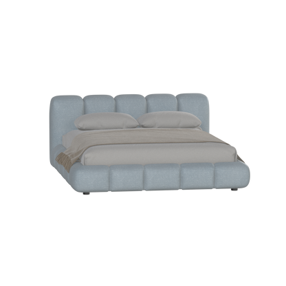 Fluffy Upholstered Bed Frame in Textured Bouclé