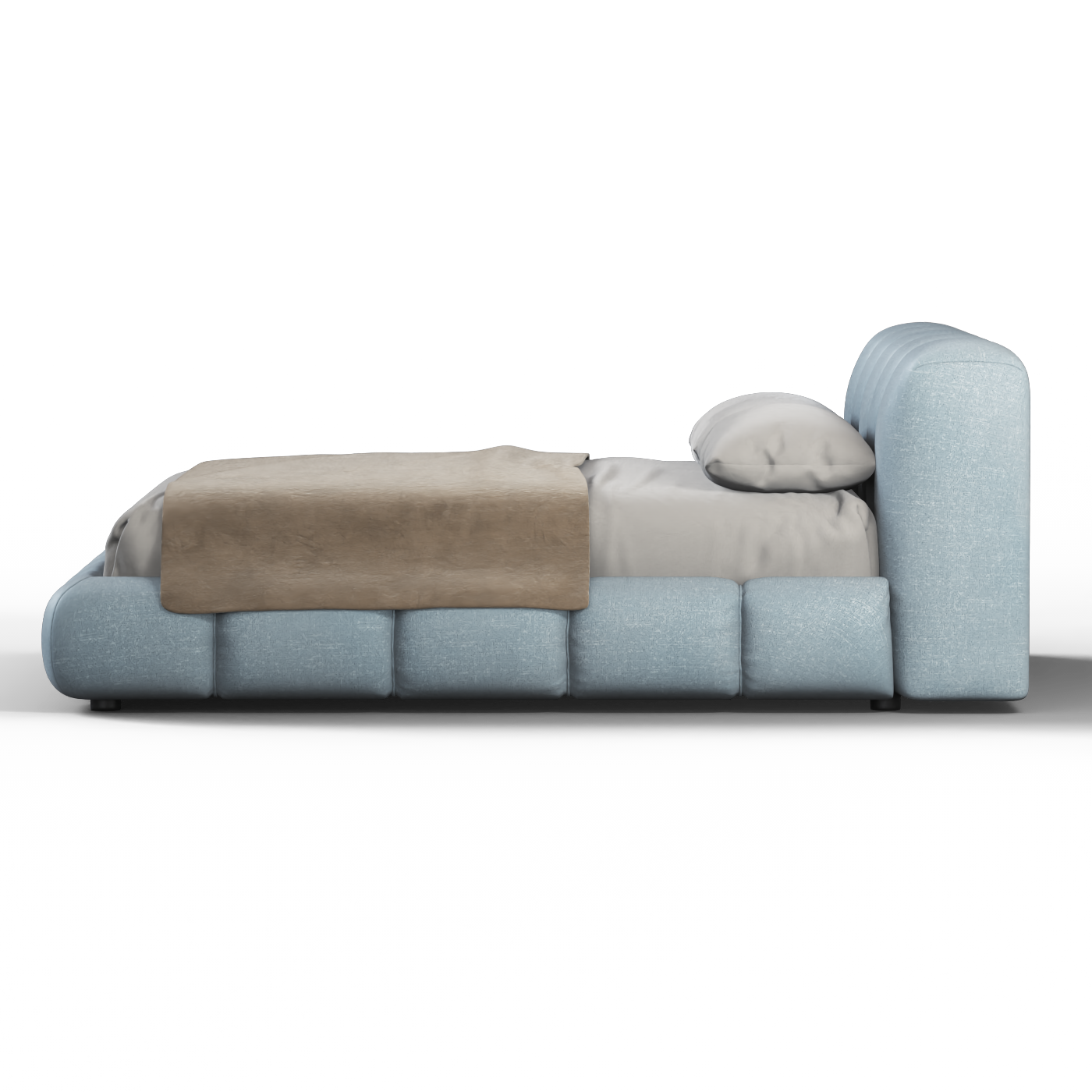 Fluffy Upholstered Bed Frame in Textured Bouclé