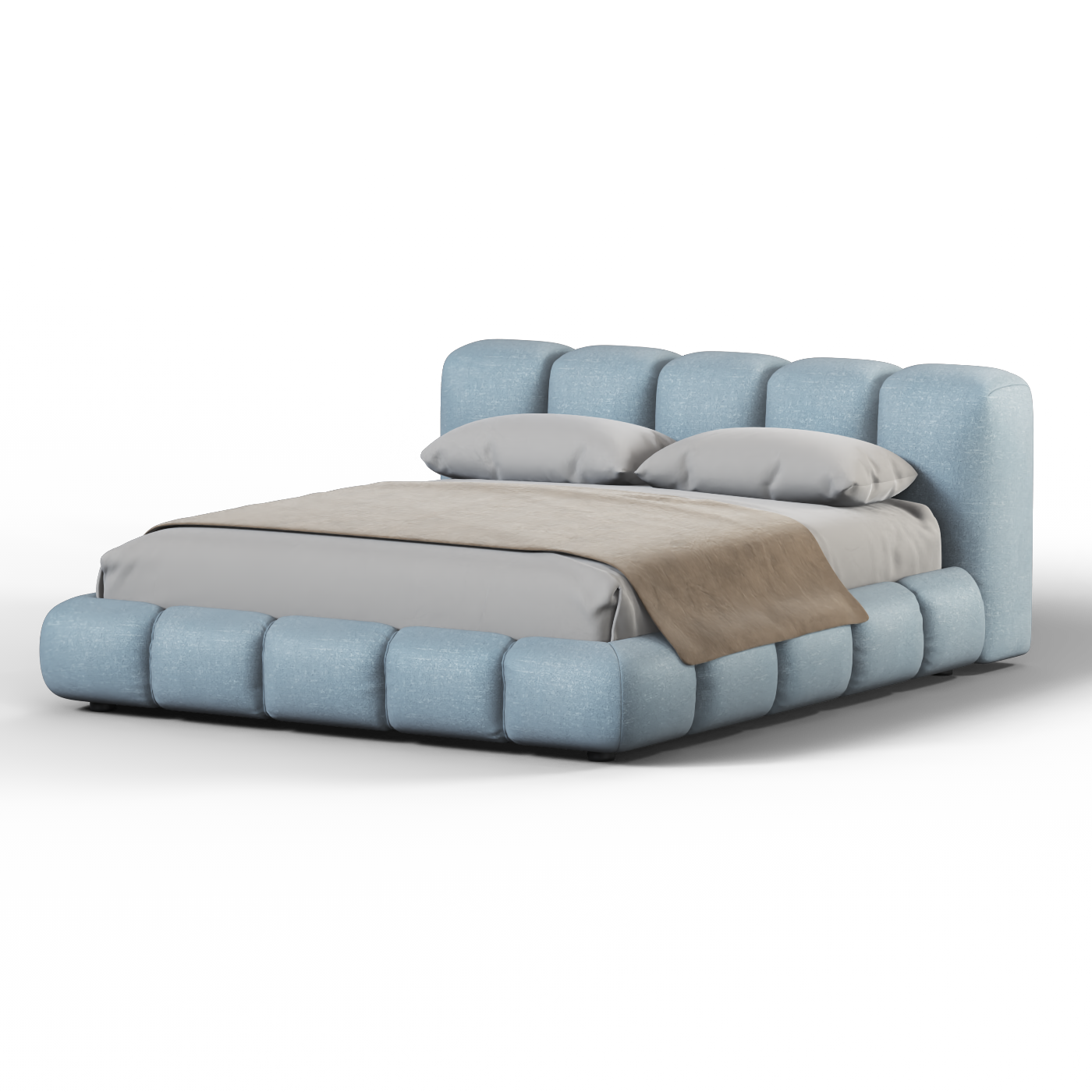 Fluffy Upholstered Bed Frame in Textured Bouclé