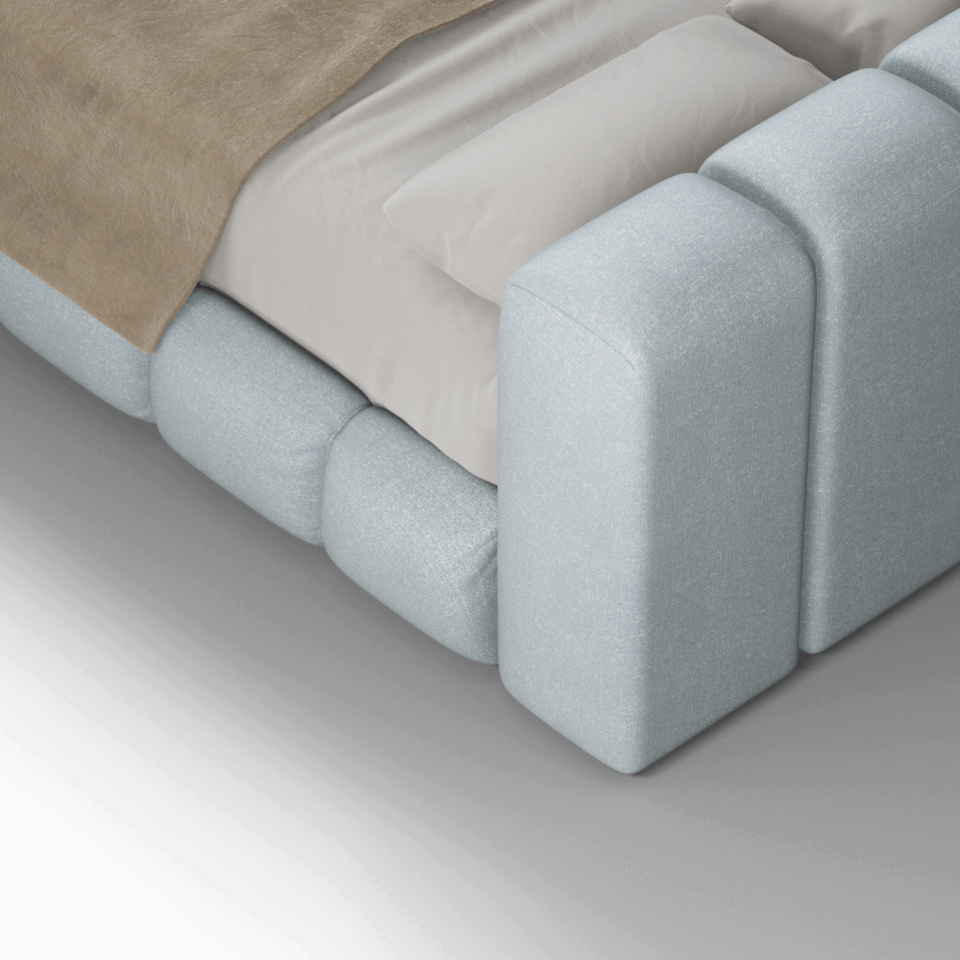 Fluffy Upholstered Bed Frame in Textured Bouclé