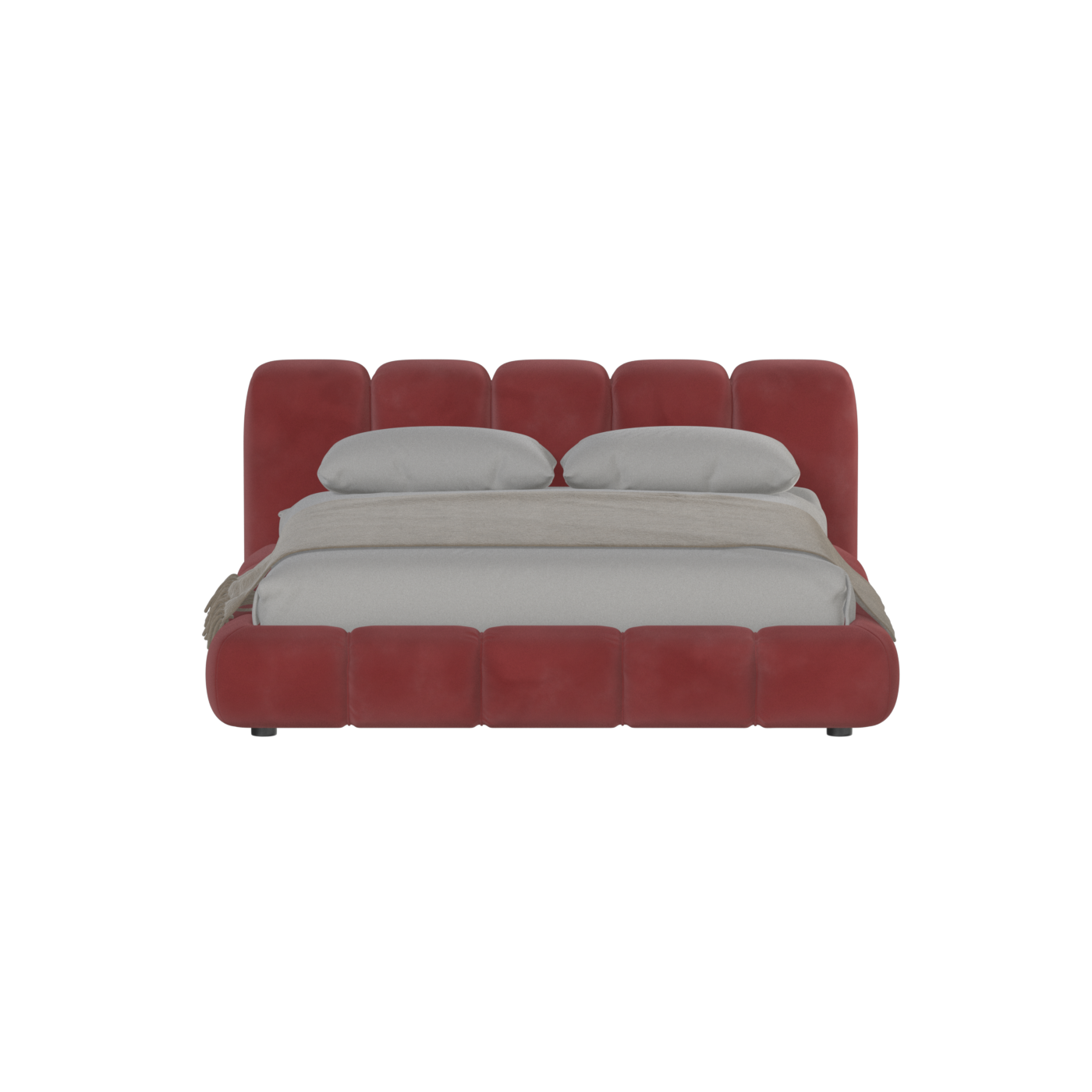 Fluffy Upholstered Bed Frame in Textured Bouclé
