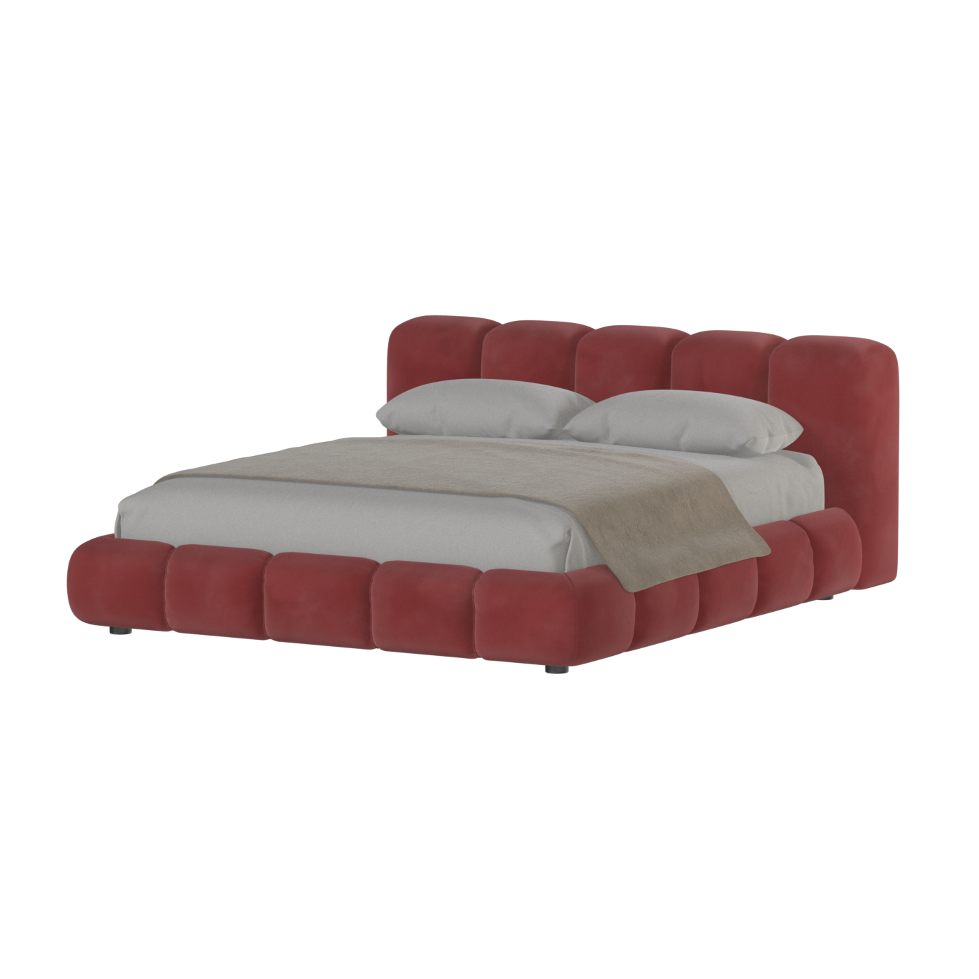 Fluffy Upholstered Bed Frame in Textured Bouclé