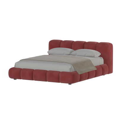 Fluffy Upholstered Bed Frame in Textured Bouclé