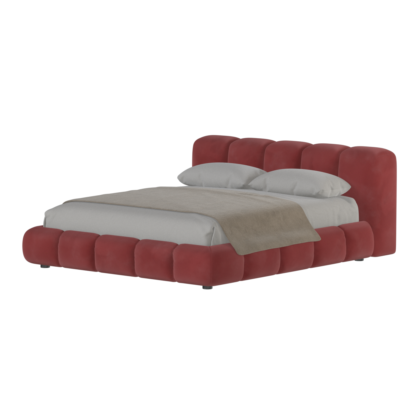 Fluffy Upholstered Bed Frame in Textured Bouclé