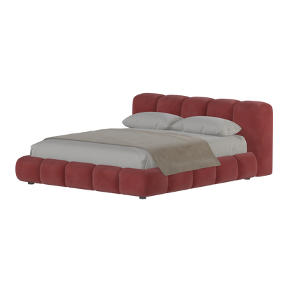 Fluffy Upholstered Bed Frame in Textured Bouclé