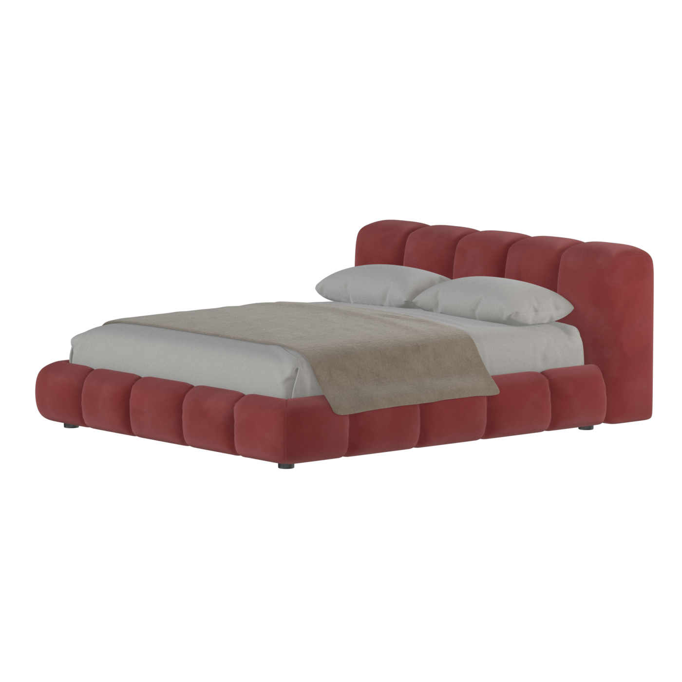 Fluffy Upholstered Bed Frame in Textured Bouclé