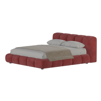 Fluffy Upholstered Bed Frame in Textured Bouclé