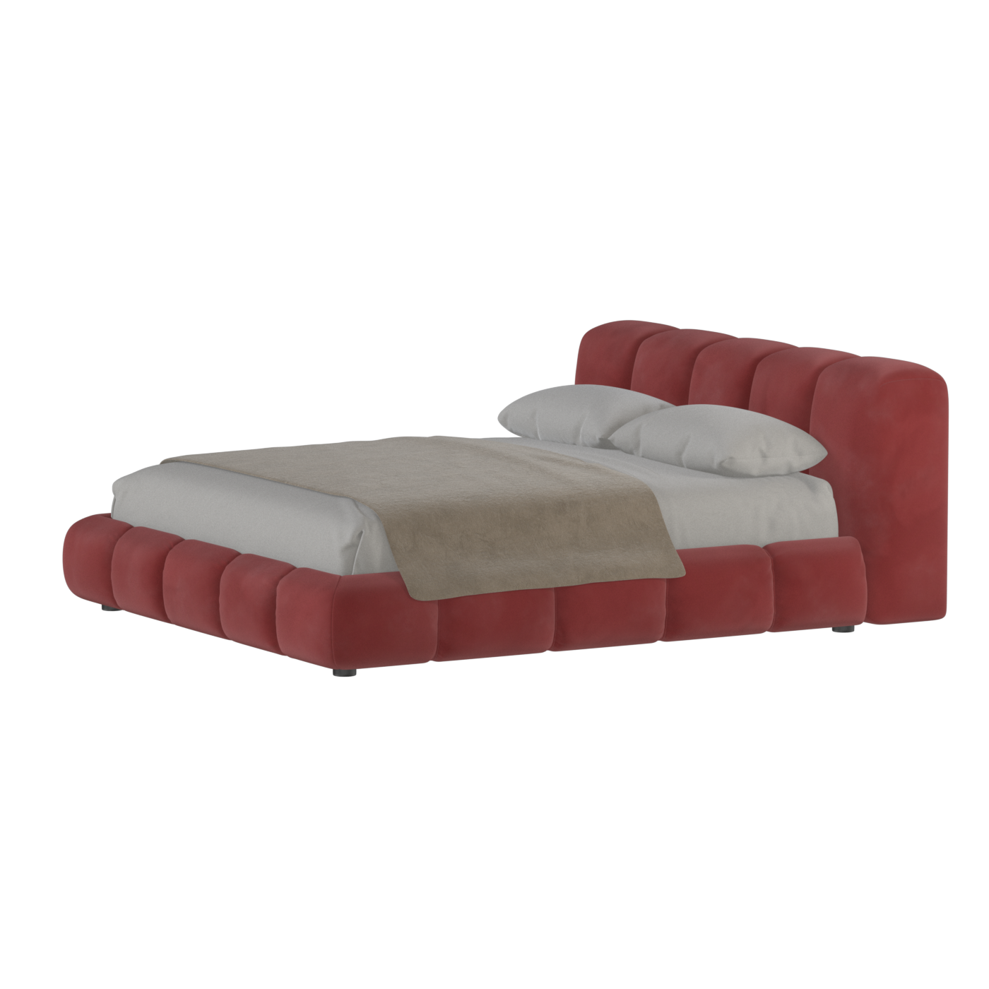 Fluffy Upholstered Bed Frame in Textured Bouclé