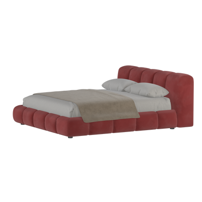 Fluffy Upholstered Bed Frame in Textured Bouclé