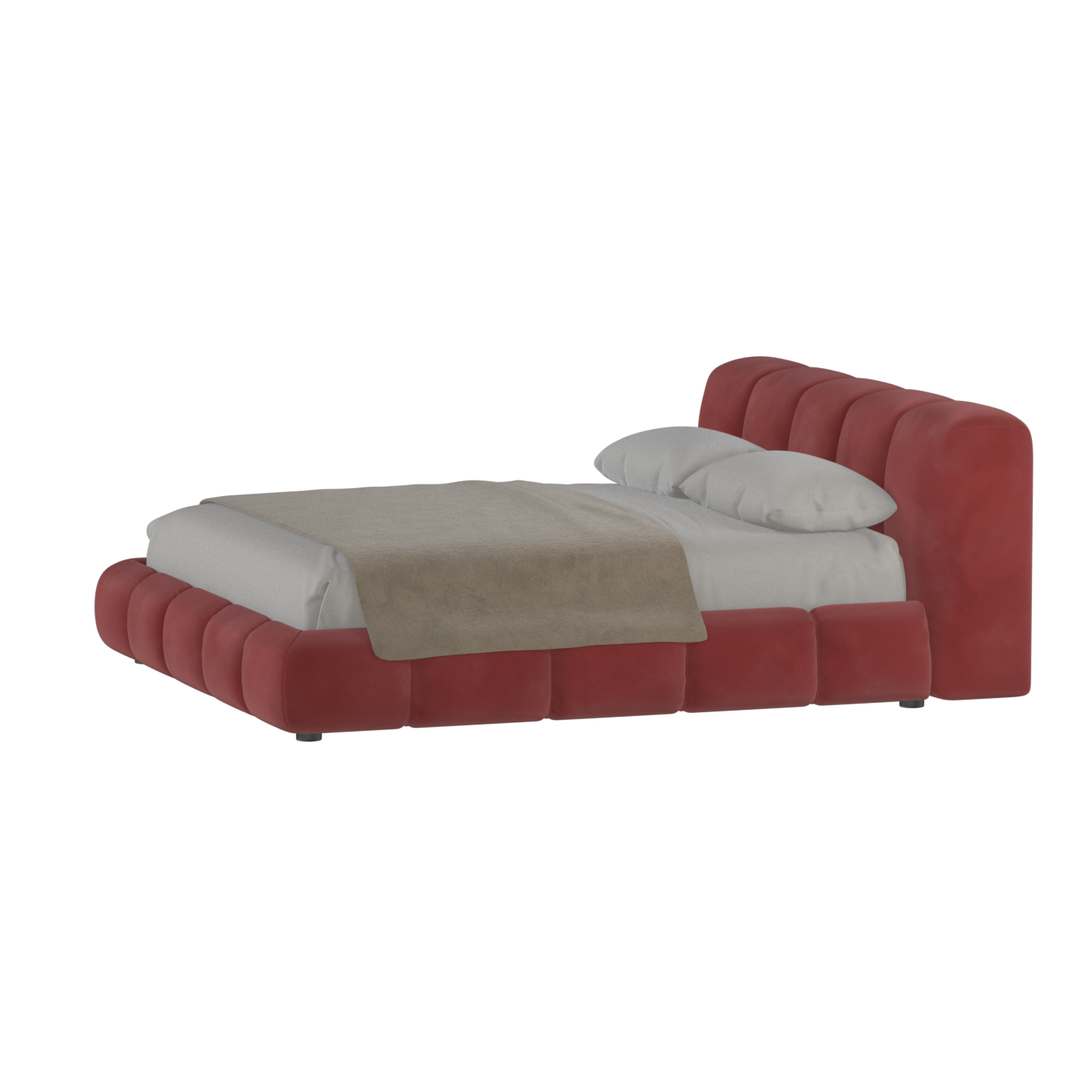 Fluffy Upholstered Bed Frame in Textured Bouclé