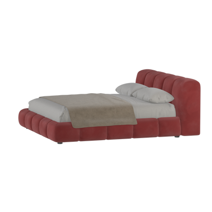 Fluffy Upholstered Bed Frame in Textured Bouclé