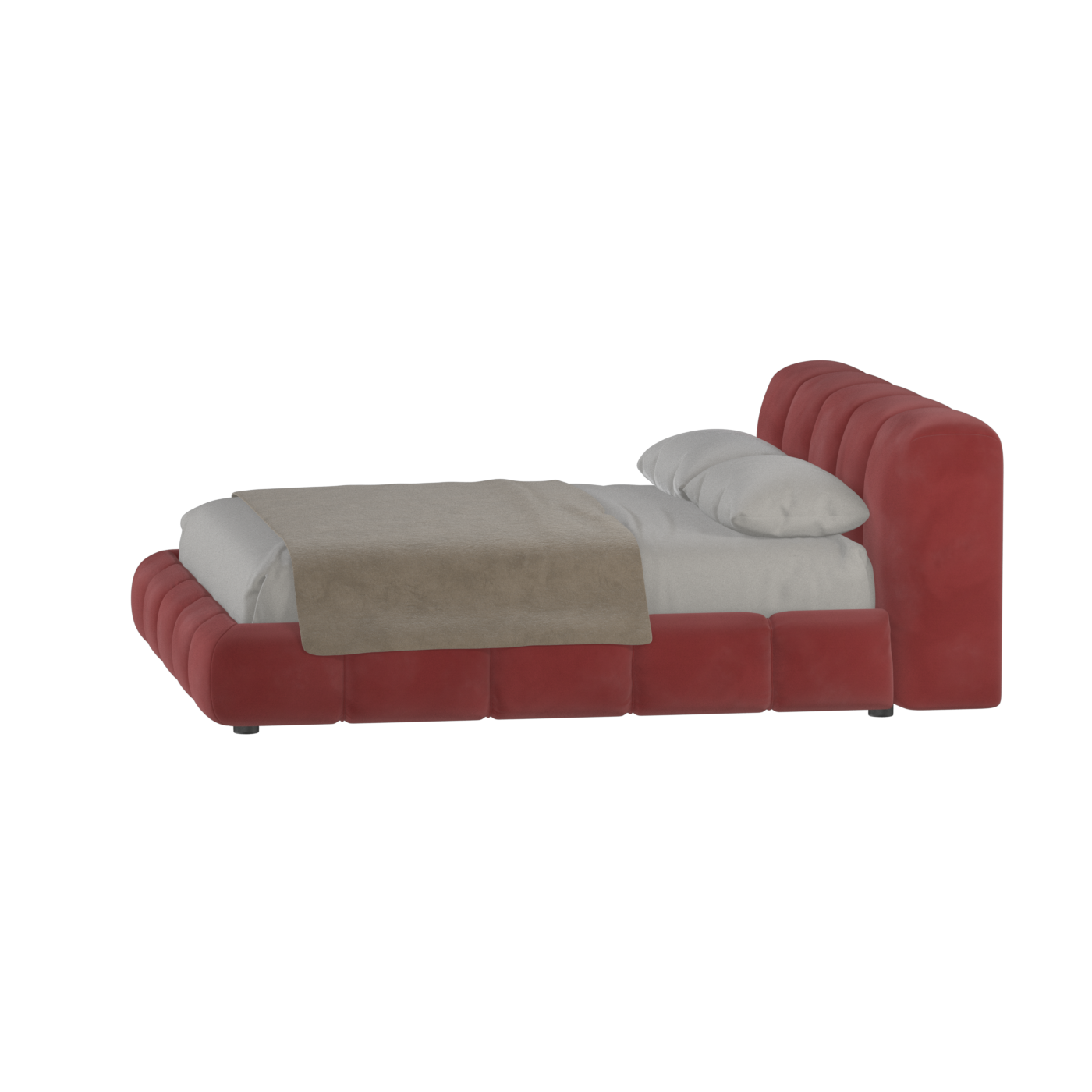 Fluffy Upholstered Bed Frame in Textured Bouclé