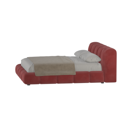 Fluffy Upholstered Bed Frame in Textured Bouclé