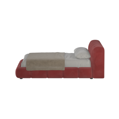 Fluffy Upholstered Bed Frame in Textured Bouclé
